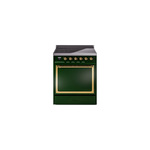 ILVE UNI304QNMPEGG Nostalgie II Noblesse 30" Induction Range (Solid Door, Emerald Green, Brass)