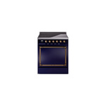 ILVE UNI304QNMPMBB Nostalgie II Noblesse 30" Induction Range (Solid Door, Midnight Blue, Burnished)