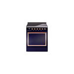 ILVE UNI304QNMPMBP Nostalgie II Noblesse 30" Induction Range (Solid Door, Midnight Blue, Copper)