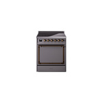 ILVE UNI304QNMPMGB Nostalgie II Noblesse 30" Induction Range (Solid Door, Graphite Matte, Burnished)