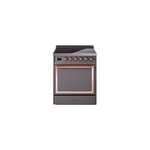 ILVE UNI304QNMPMGP Nostalgie II Noblesse 30 inch Induction Range (Solid Door, Graphite Matte, Copper)