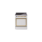 ILVE UNI304QNMPWHG Nostalgie II Noblesse 30" Induction Range (Solid Door, White, Brass)