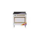 ILVE UNI366QNMPRAG Nostalgie II Noblesse 36 inch Induction Range  (Solid Door, RAL, Brass)