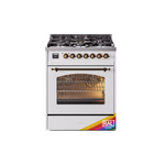 ILVE UP30NMPRABLP Nostalgie II 30 inch Dual Fuel Range (Liquid Propane, Triple Glass Door, RAL, Burnished)