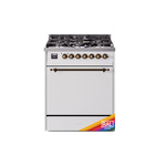 ILVE UP30QNMPRABLP Nostalgie II 30 inch Dual Fuel Range (Liquid Propane, Solid Door, RAL, Burnished)