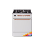 ILVE UP30QNMPRAPLP Nostalgie II 30 inch Dual Fuel Range (Liquid Propane, Solid Door, RAL, Copper)