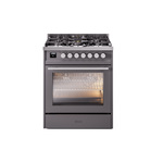 ILVE UP30WMPMGLP Professional Plus II 30" Dual Fuel Range  (Liquid Propane, Triple Glass Door, Graphite Matte)