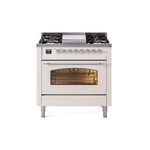 ILVE UP36FNMPAWCLP Nostalgie II 36 inch Dual Fuel Range  (Liquid Propane, Triple Glass Door, Antique White, Chrome)