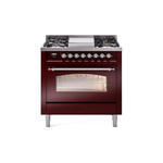 ILVE UP36FNMPBUCLP Nostalgie II 36 inch Dual Fuel Range  (Liquid Propane, Triple Glass Door, Burgundy, Chrome)