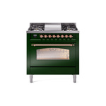 ILVE UP36FNMPEGPLP Nostalgie II 36 inch Dual Fuel Range  (Liquid Propane, Triple Glass Door, Emerald Green, Copper)