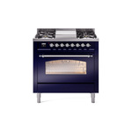 ILVE UP36FNMPMBCLP Nostalgie II 36 inch Dual Fuel Range  (Liquid Propane, Triple Glass Door, Midnight Blue, Chrome)