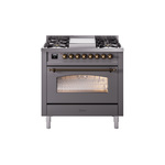 ILVE UP36FNMPMGBLP Nostalgie II 36 inch Dual Fuel Range  (Liquid Propane, Triple Glass Door, Graphite Matte, Burnished)