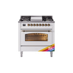 ILVE UP36FNMPRABLP Nostalgie II 36" Dual Fuel Range  (Liquid Propane, Triple Glass Door, RAL, Burnished)