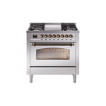 ILVE UP36FNMPSSB Nostalgie II 36" Dual Fuel Range  (Natural Gas, Triple Glass Door, Stainless Steel, Burnished)