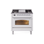 ILVE UP36FNMPWHCLP Nostalgie II 36 inch Dual Fuel Range  (Liquid Propane, Triple Glass Door, White, Chrome)