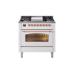 ILVE UP36FNMPWHPLP Nostalgie II 36 inch Dual Fuel Range  (Liquid Propane, Triple Glass Door, White, Copper)