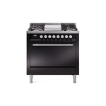 ILVE UP36FQMPBKLP Professional Plus II 36" Dual Fuel Range  (Liquid Propane, Solid Door, Glossy Black)