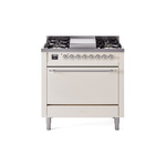 ILVE UP36FQNMPAWCLP Nostalgie II 36 inch Dual Fuel Range  (Liquid Propane, Solid Door, Antique White, Chrome)