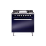 ILVE UP36FQNMPMBCLP Nostalgie II 36 inch Dual Fuel Range  (Liquid Propane, Solid Door, Midnight Blue, Chrome)