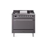 ILVE UP36FQNMPMGCLP Nostalgie II 36 inch Dual Fuel Range  (Liquid Propane, Solid Door, Graphite Matte, Chrome)