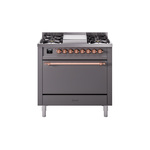 ILVE UP36FQNMPMGPLP Nostalgie II 36 inch Dual Fuel Range  (Liquid Propane, Solid Door, Graphite Matte, Copper)