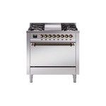 ILVE UP36FQNMPSSBLP Nostalgie II 36" Dual Fuel Range  (Liquid Propane, Solid Door, Stainless Steel, Burnished)