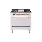 ILVE UP36FQNMPWHPLP Nostalgie II 36" Dual Fuel Range  (Liquid Propane, Solid Door, White, Copper)