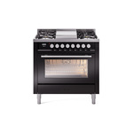 ILVE UP36FWMPBKLP Professional Plus II 36" Dual Fuel Range  (Liquid Propane, Triple Glass Door, Glossy Black)