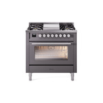 ILVE UP36FWMPMGLP Professional Plus II 36" Dual Fuel Range  (Liquid Propane, Triple Glass Door, Graphite Matte)