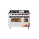 ILVE UP48FNMPRABLP Nostalgie II 48" Dual Fuel Range (8 Sealed Burners + Griddle, Liquid Propane, Triple Glass Door, RAL, Burnished)