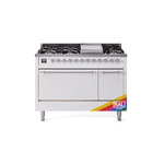 ILVE UP48FQNMPRACLP Nostalgie II 48" Dual Fuel Range (8 Sealed Burners + Griddle, Liquid Propane, Solid Door, RAL, Chrome)