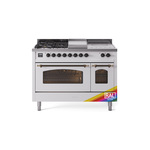 ILVE UP48FSNMPRAB Nostalgie II 48 inch Dual Fuel Range (5 Sealed Burners + Griddle + French Top, Natural Gas, Triple Glass Door, RAL, Burnished)