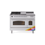 ILVE UP48FSNMPRACLP Nostalgie II 48 inch Dual Fuel Range (5 Sealed Burners + Griddle + French Top, Liquid Propane, Triple Glass Door, RAL, Chrome)