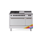 ILVE UP48FSQNMPRABLP Nostalgie II 48" Dual Fuel Range (5 Sealed Burners + Griddle + French Top, Liquid Propane, Solid Door, RAL, Burnished)