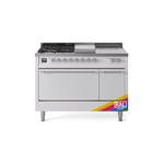 ILVE UP48FSQNMPRACLP Nostalgie II 48" Dual Fuel Range (5 Sealed Burners + Griddle + French Top, Liquid Propane, Solid Door, RAL, Chrome)