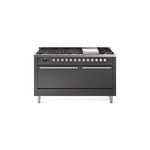 ILVE UP60FQMPMG Professional Plus II 60" Dual Fuel Range  (9 Sealed Burners + Griddle, Natural Gas, Solid Door, Graphite Matte)