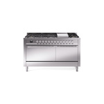 ILVE UP60FQMPSSLP Professional Plus II 60" Dual Fuel Range  (9 Sealed Burners + Griddle, Liquid Propane, Solid Door, Stainless Steel)