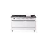 ILVE UP60FQMPWHLP Professional Plus II 60" Dual Fuel Range  (9 Sealed Burners + Griddle, Liquid Propane, Solid Door, White)