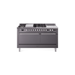 ILVE UP60FSQMPMGLP Professional Plus II 60" Dual Fuel Range  (7 Sealed Burners + Griddle + French Top, Liquid Propane, Solid Door, Graphite Matte)