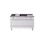 ILVE UP60FSQMPWHLP Professional Plus II 60" Dual Fuel Range  (7 Sealed Burners + Griddle + French Top, Liquid Propane, Solid Door, White)