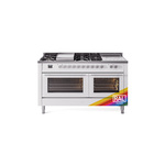 ILVE UP60FSWMPRALP Professional Plus II 60" Dual Fuel Range  (7 Sealed Burners + Griddle + French Top, Liquid Propane, Triple Glass Door, RAL)