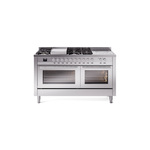 ILVE UP60FSWMPSSLP Professional Plus II 60" Dual Fuel Range  (7 Sealed Burners + Griddle + French Top, Liquid Propane, Triple Glass Door, Stainless Steel)