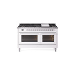 ILVE UP60FWMPWHLP Professional Plus II 60" Dual Fuel Range  (9 Sealed Burners + Griddle, Liquid Propane, Triple Glass Door, White)