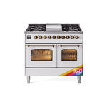 ILVE UPD40FNMPRABLP Nostalgie II 40 inch Dual Fuel Range (Liquid Propane, Triple Glass Door, RAL, Burnished)