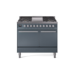 ILVE UPD40FQMPBGLP Professional Plus II 40" Dual Fuel Range (Liquid Propane, Solid Door, Blue Grey)