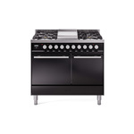 ILVE UPD40FQMPBKLP Professional Plus II 40" Dual Fuel Range (Liquid Propane, Solid Door, Glossy Black)