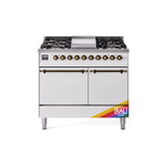 ILVE UPD40FQNMPRABLP Nostalgie II 40 inch Dual Fuel Range (Liquid Propane, Solid Door, RAL, Burnished)