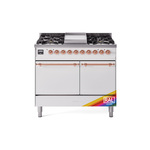 ILVE UPD40FQNMPRAPLP Nostalgie II 40 inch Dual Fuel Range (Liquid Propane, Solid Door, RAL, Copper)