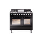 ILVE UPD40FWMPBKLP Professional Plus II 40" Dual Fuel Range (Liquid Propane, Triple Glass Door, Glossy Black)