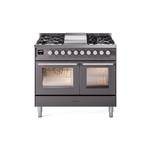 ILVE UPD40FWMPMG Professional Plus II 40" Dual Fuel Range (Natural Gas, Triple Glass Door, Graphite Matte)